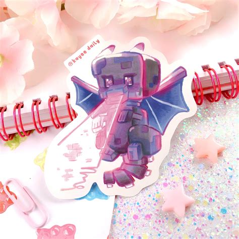 Minecraft Ender Dragon Glossy Sticker Minecraft Pixel Art Sticker ...