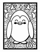 Penguins Mindfulness Mandala Coloring Pages Penguin Printable  sketch template