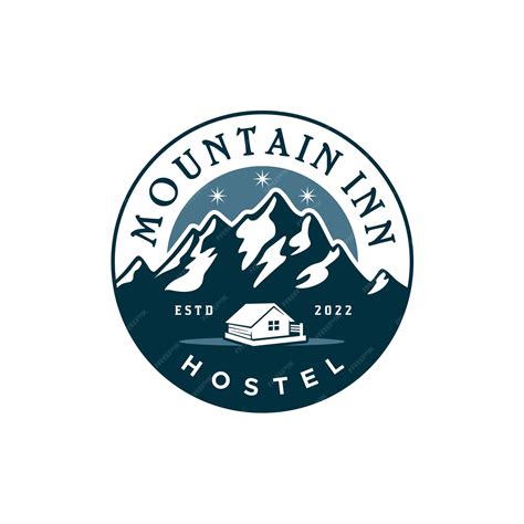 Premium Vector | Mountain View With Home Logo For Hotel Hostel Cabin ...