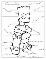 Bart Simpson Skateboarding Coloring Page sketch template