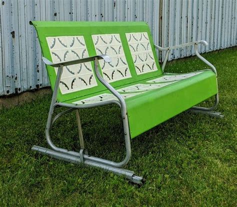 Vintage Bunting Metal Bench Glider Patio Furniture Outdoor | Etsy | Vintage patio furniture ...