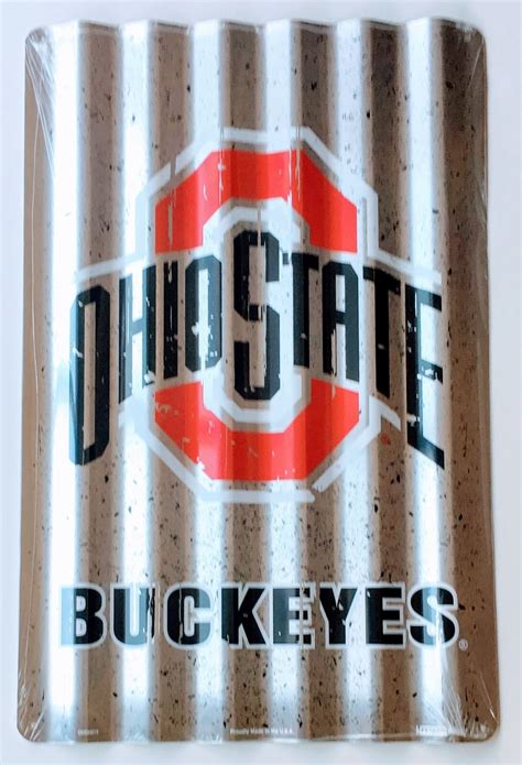 OHIO STATE BUCKEYES CORRUGATED METAL SIGN 12 X 18" TIN UNIVERSITY RETRO ...