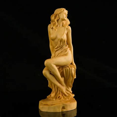 HANDMADE 15CM BOXWOOD Wood Carving Goddess Sexy Lady Statue Craft Sculpture $29.36 - PicClick