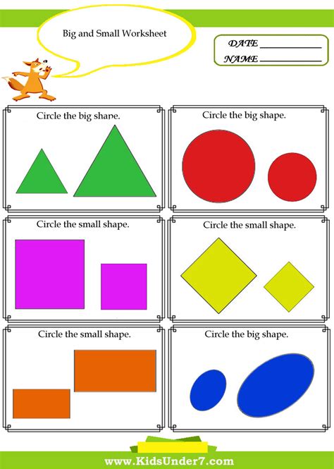 Big and Small Worksheet | Craetive Kids Colouring