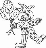 Clown With Balloons Coloring Page sketch template