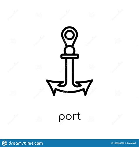 Port Sign Icon. Trendy Modern Flat Linear Vector Port Sign Icon Stock Vector - Illustration of ...