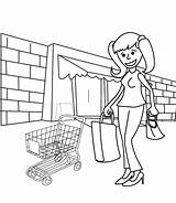 Pushing Grocery Cart Coloring Sheets sketch template