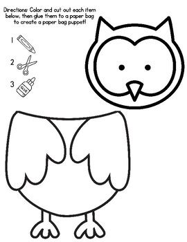 Printable Paper Bag Owl Puppet Template by HenRyCreated | TPT