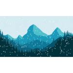 Mountain cabin along stream vector drawing | Free SVG