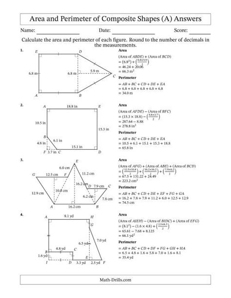 Perimeter Of Compound Shapes Worksheets