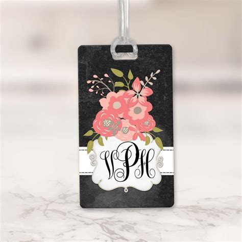 Monogrammed Floral Luggage Tag for Women Personalized Bag - Etsy