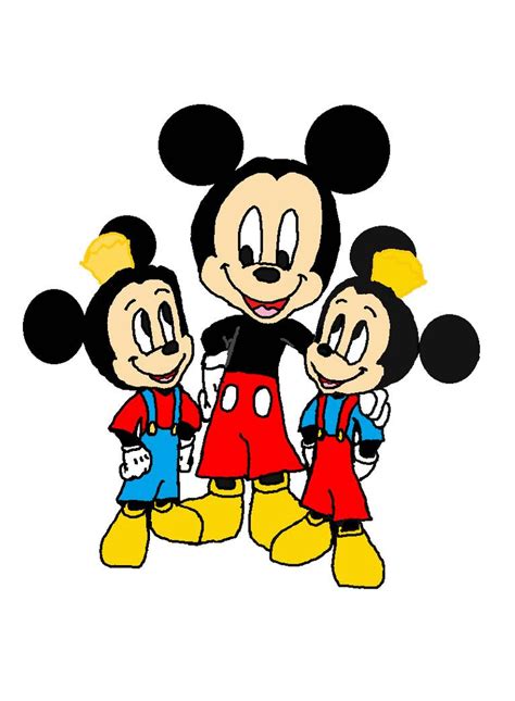 Mickey Mouse with his Twin Nephews Morty and Ferdie - Mickey and ...