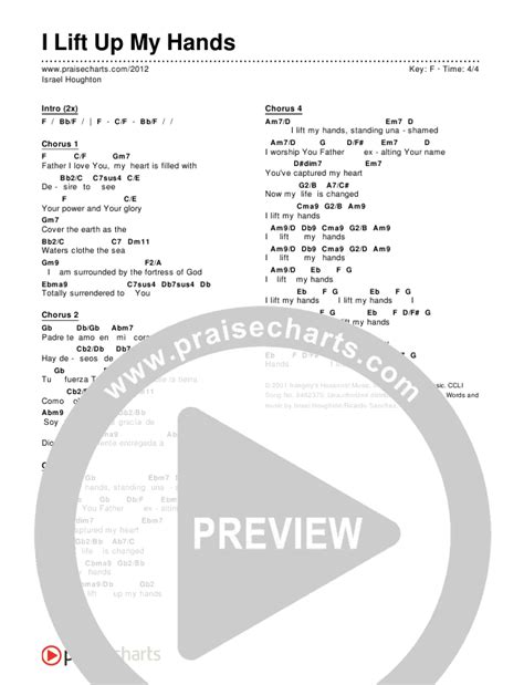 I Lift Up My Hands Chords PDF (Israel Houghton) - PraiseCharts