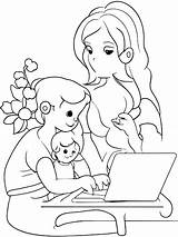 Homeschooling Mom Educating coloring Pages Mothers Day  sketch template