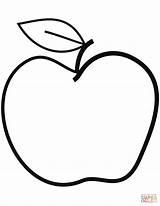 An apple With A leaf On It sketch template
