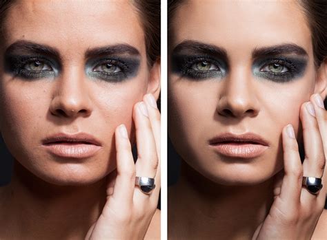 Before and after retouching on Behance