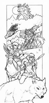 Mononoke Ghibli Coloriages Miyazaki Hayao Ponyo Colorear Totoro  sketch template