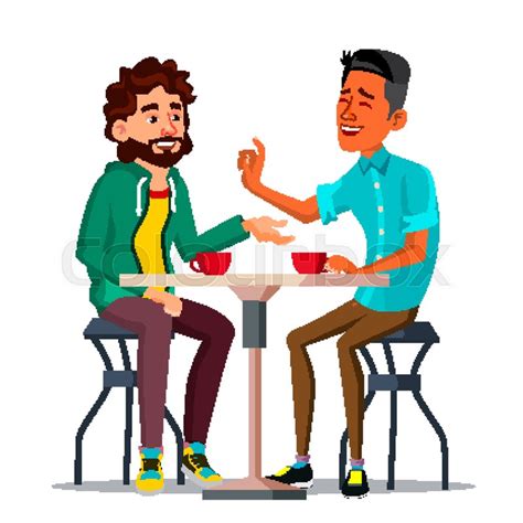 Two Man Friends Drinking Coffee ... | Stock vector | Colourbox