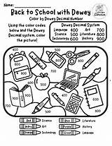 Color By Dewey Decimal  Back To School With Library Coloring sketch template