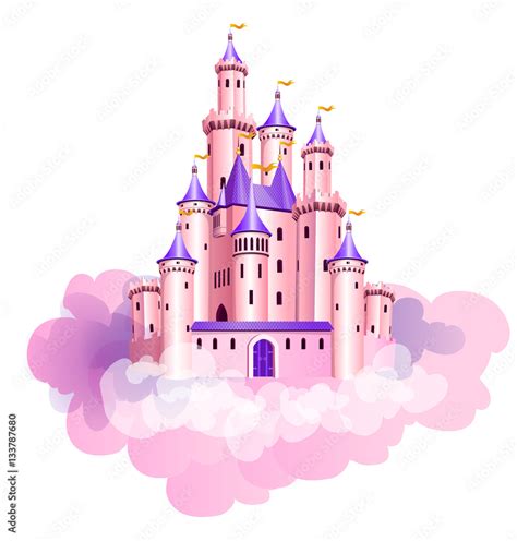 Pink princess castle. Stock Vector | Adobe Stock