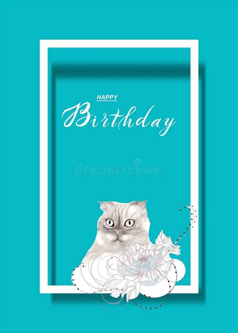 Cute Birthday Card for Kids with a Cat Stock Illustration ...