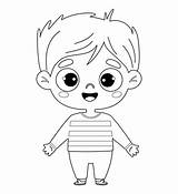 Cute Smiling Kid Boy Outline Drawing coloring Book Vector  sketch template