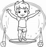 Boy Jumping On trampoline coloring Page 50160379 Vector Art At Vecteezy sketch template