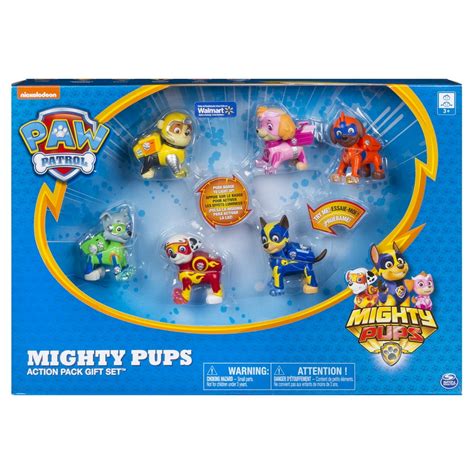 PAW Patrol - Mighty Pups 6-Pack Gift Set, PAW Patrol Figures with Light ...