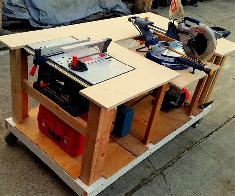 Mobile Workbench With Built-in Table & Miter Saws : 8 Steps (with Pictures) - Instructables
