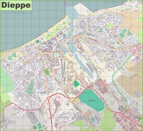 Large detailed map of Dieppe - Ontheworldmap.com