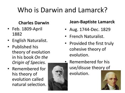 Lamarck's Theory Vs Darwin's