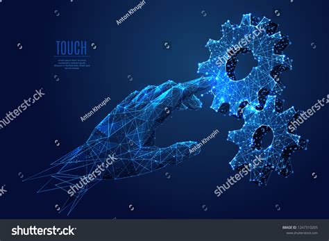 Human Arm Touch Gears Composed Polygons Stock Vector (Royalty Free) 1247310205