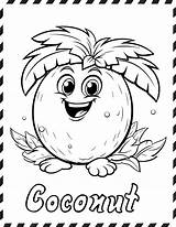 Coconut Coloring Page For Kids  Premium AI Generated Vector sketch template