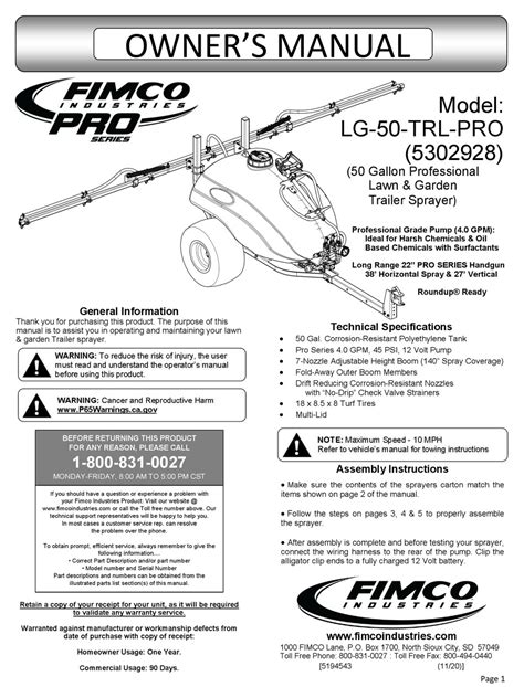 FIMCO PRO SERIES OWNER'S MANUAL Pdf Download | ManualsLib