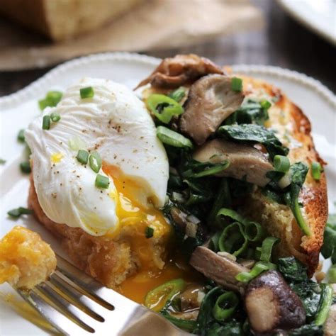 Poached Eggs Garlicky Mushrooms and Spinach - Give it Some Thyme