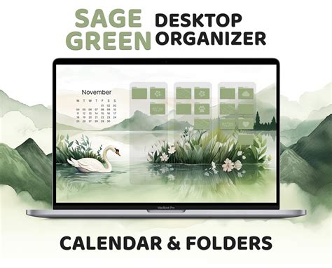 Sage Green Desktop Wallpaper, Natural Aesthetic, 2024 2025 Calendar ...