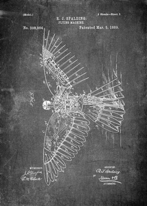 'Flying Machine Patent' Poster, picture, metal print, paint by Mr Maker | Displate