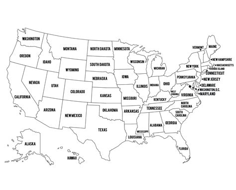 United States Map Coloring Page