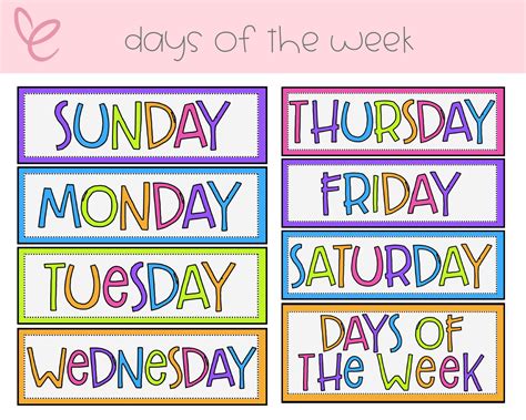 Days of the Week Days of the Week Printable Days of the - Etsy UK