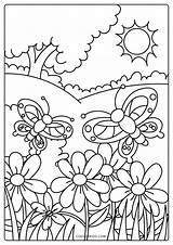 A coloring Page With Flowers And Butterflies In The Sunflowers On top  sketch template