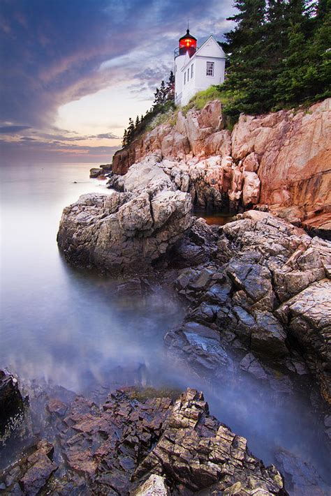 Sunset at Bass Harbor Lighthouse Photograph by Mircea Costina Photography | Fine Art America