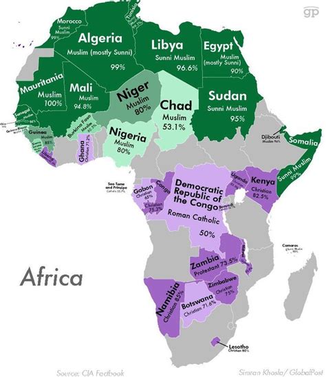 a map with different countries and their names in purple, green, and grey colors