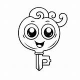 Key Coloring Cartoon Outline Colouring Keys House Clipart Vector Pages  sketch template