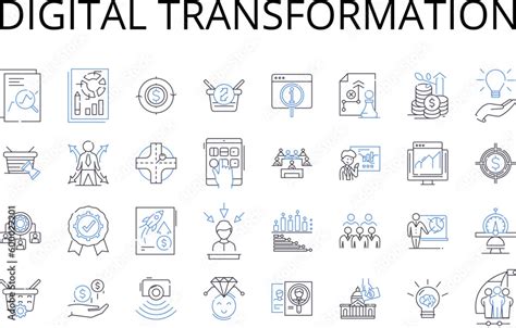 Digital Transformation line icons collection. Business Innovation ...