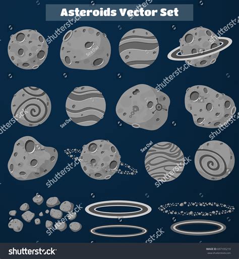 Set Colorful Cartoon Fantasy Planets Asteroids Stock Vector (Royalty ...