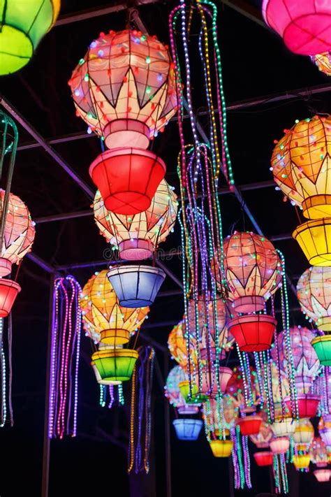 Chinese lanterns at night stock image. Image of event - 168472355