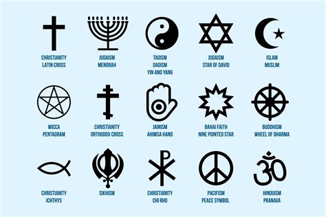 Religious Signs Set. Icons of Religion and Faith 7937934 Vector Art at ...