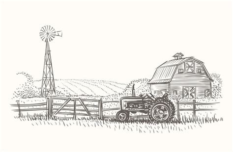 Vintage Barn Clipart Black