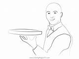 Coloring Waiter Pages Waitress Printable Colouring Sheet Sheets Adult  sketch template