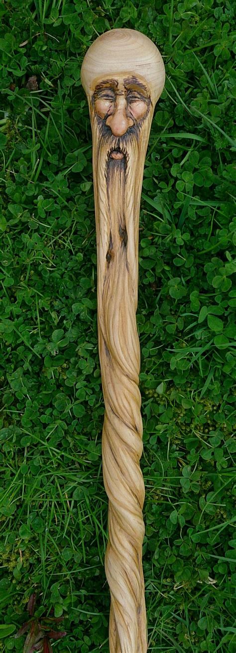 Carved Hazel walking stick by MS ART | Hand carved walking sticks ...